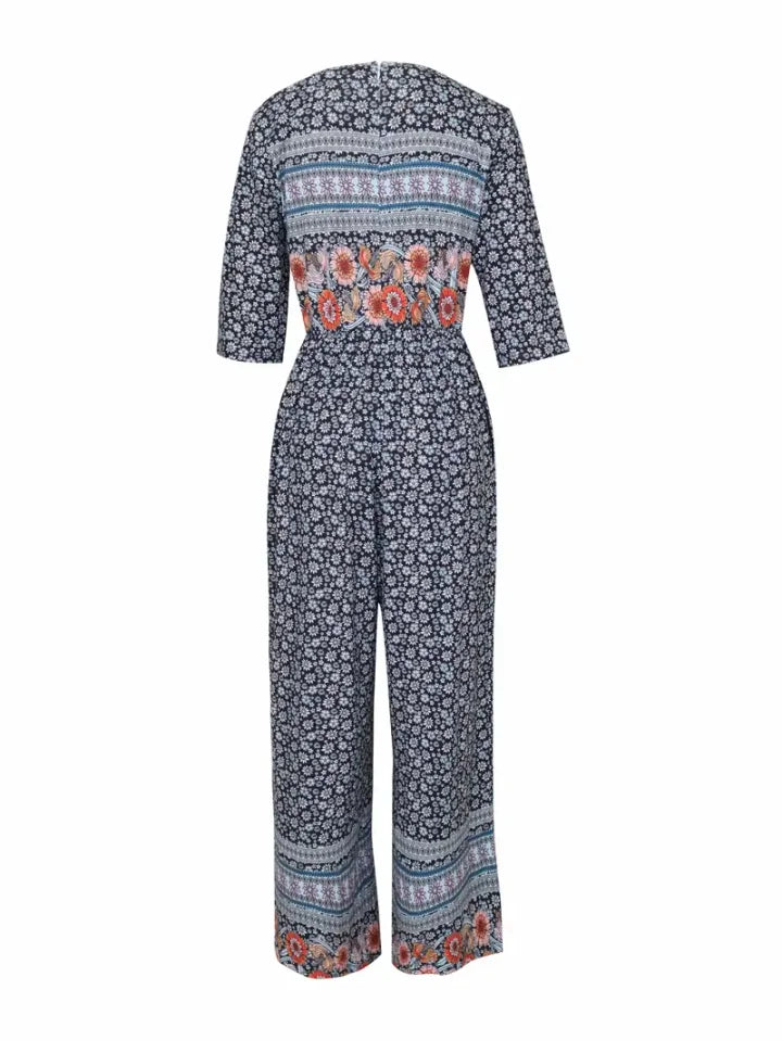 Nerina | Wide Leg Floral Print Jumpsuit