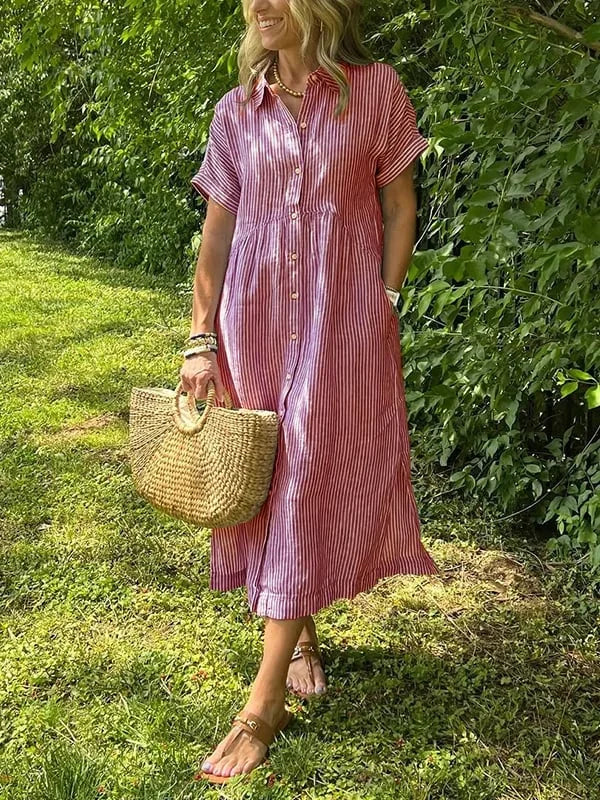 Samara | Striped Short Sleeve Shirt Dress