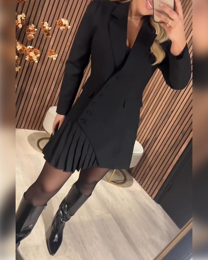 Nylani | Long Sleeve Pleated Blazer Dress