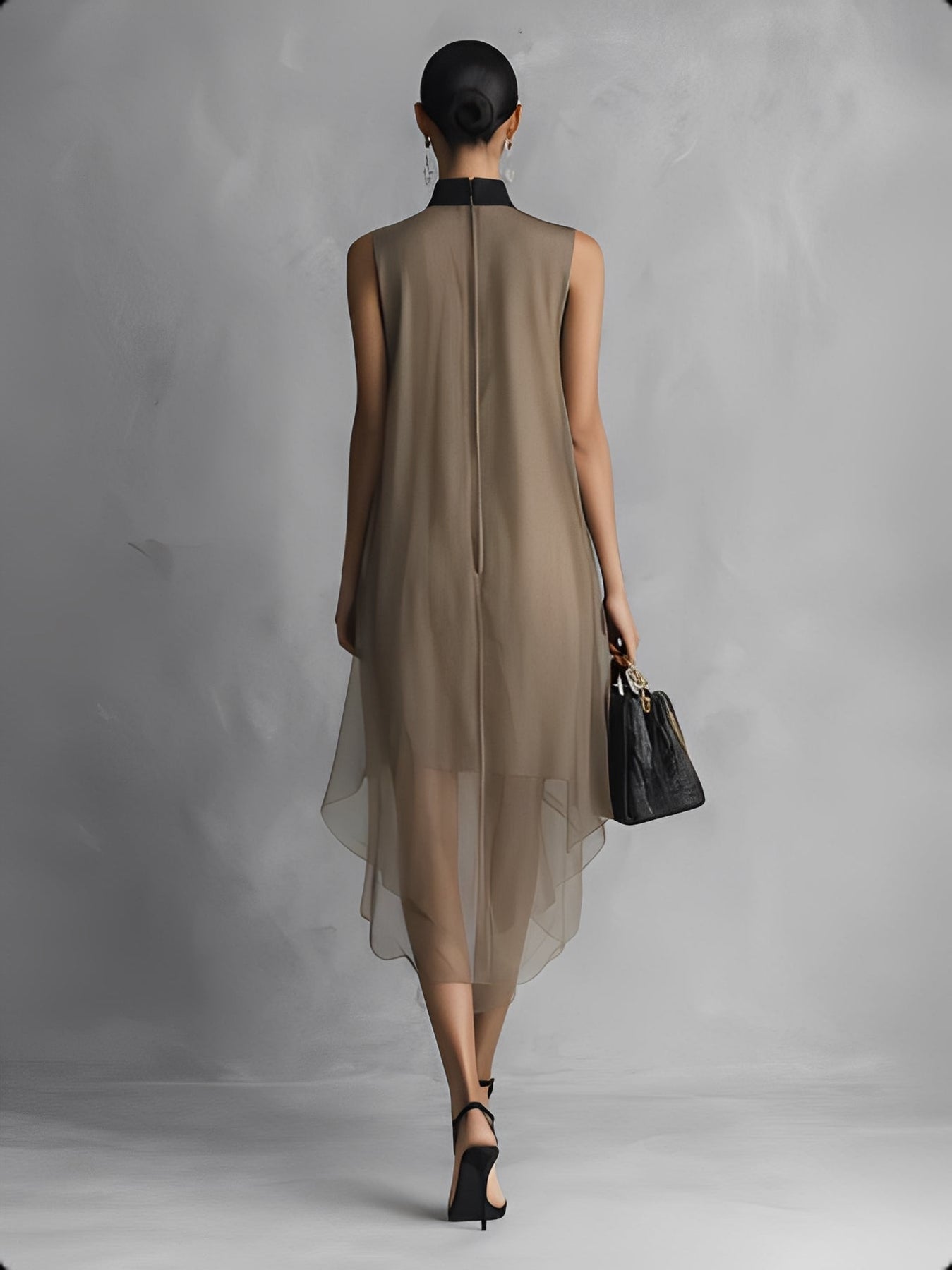 Yupha | Sleeveless High Neck Sheer Midi Dress