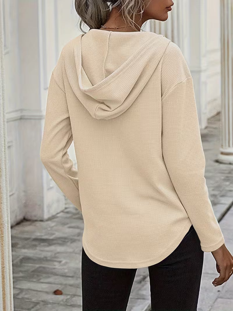 Heydi | Hooded Sweatshirt with V-Neck Curved Hem
