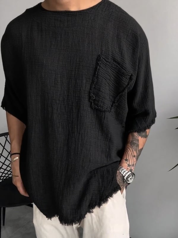 Davis - Short Sleeve Textured Pocket T Shirt