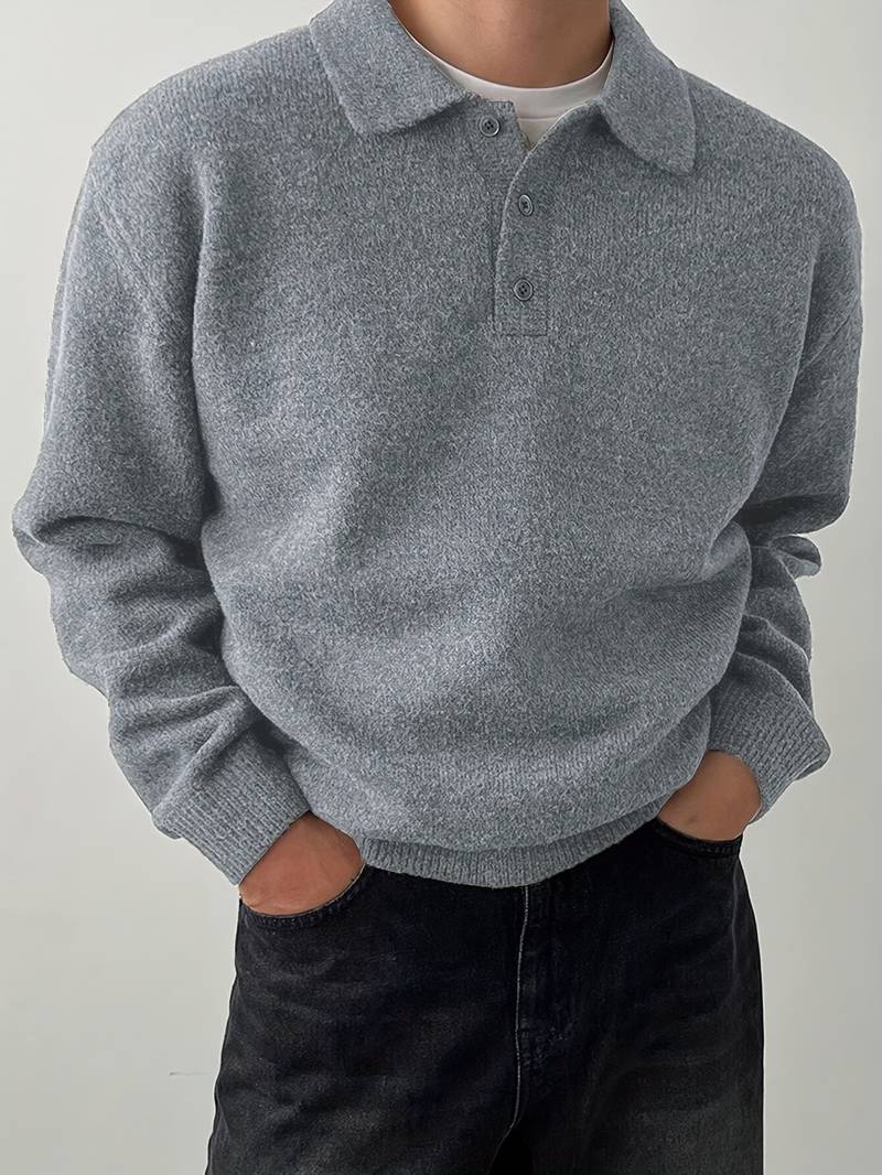 Eliran | Long Sleeve Textured Knit Polo Sweater