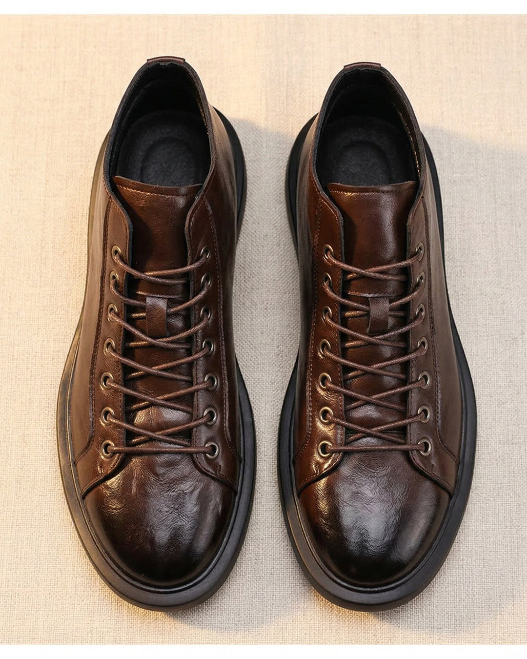 Kervens | Leather-Look Lace-Up Ankle Boots