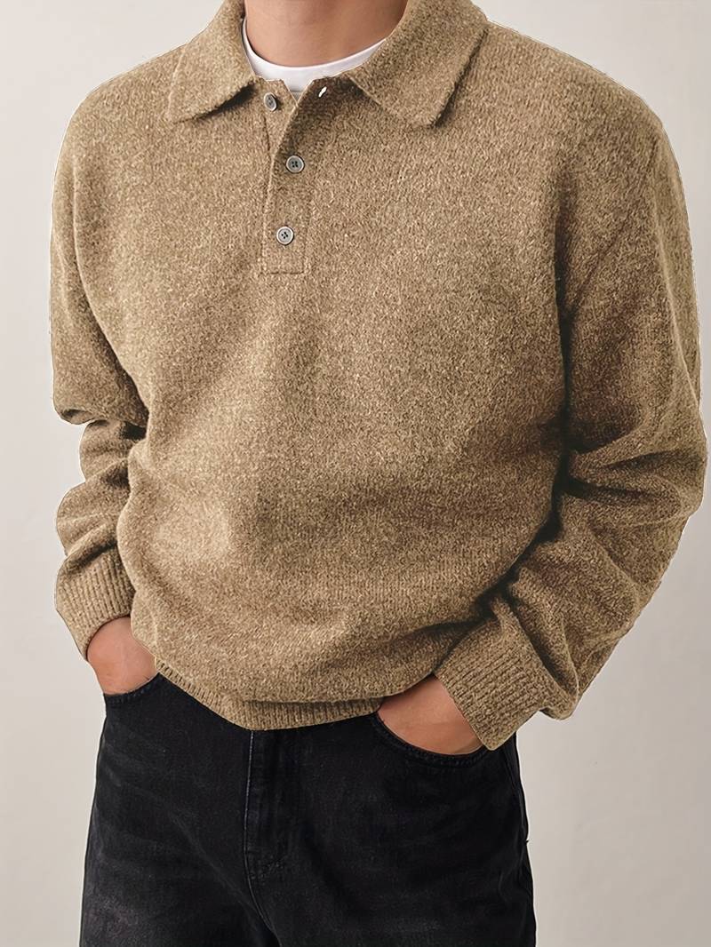 Eliran | Long Sleeve Textured Knit Polo Sweater