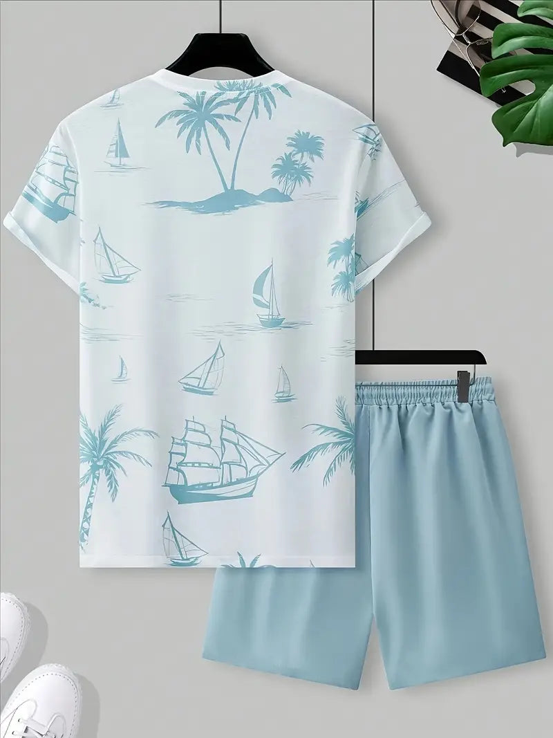 Barea | Tropical Print T Shirt Shorts Set