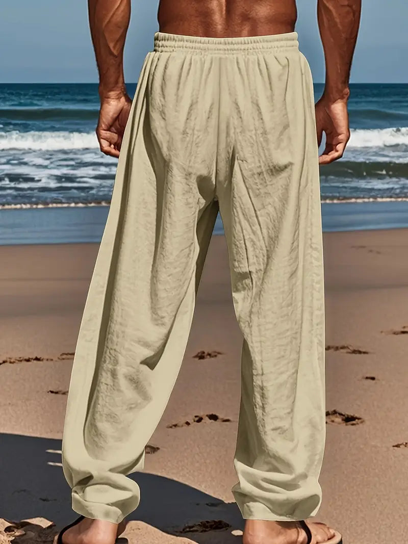 Babaev | Drawstring Wide Leg Casual Linen Pants