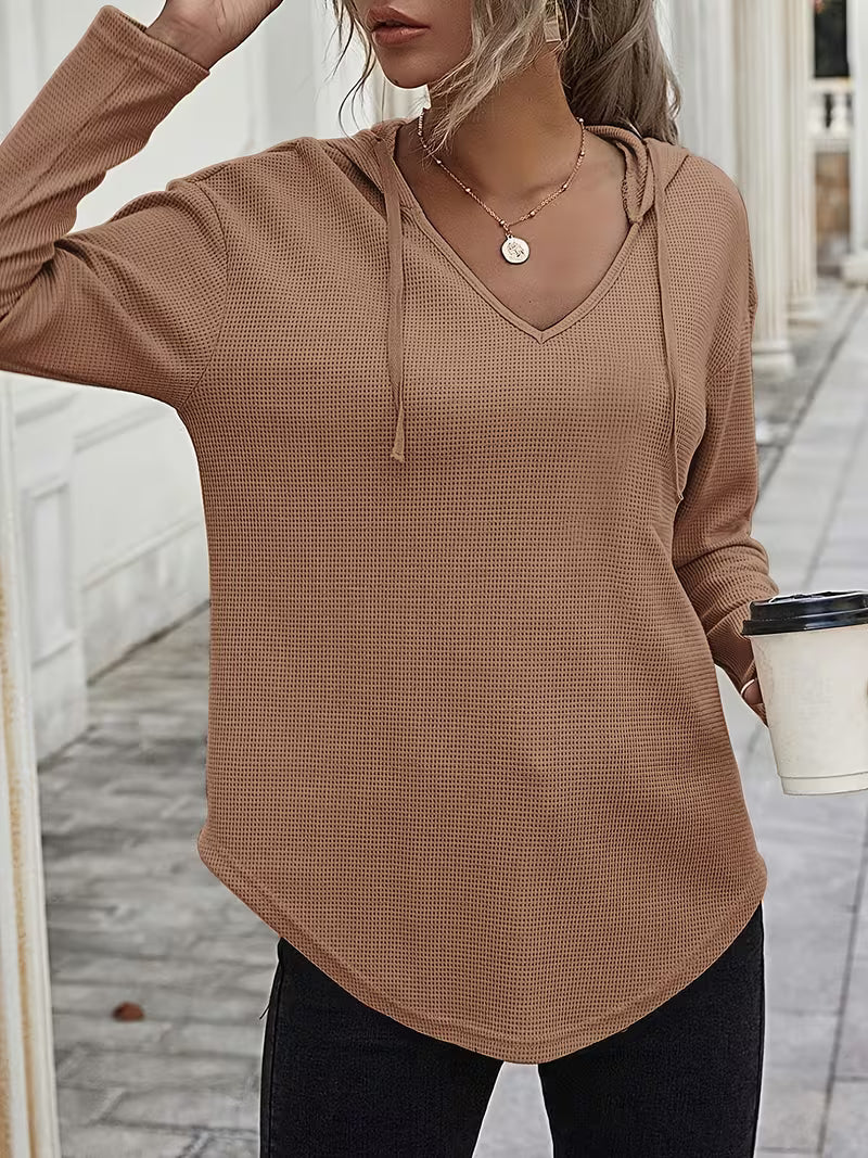 Heydi | Hooded Sweatshirt with V-Neck Curved Hem