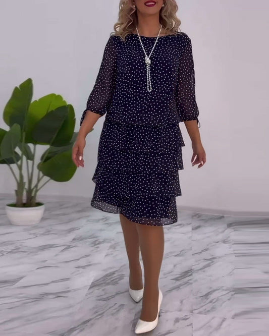Meirit | Polka Dot Tiered Midi Dress