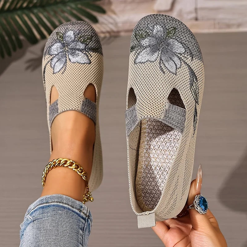 Martine – Floral Knit Slip On Walking Shoes