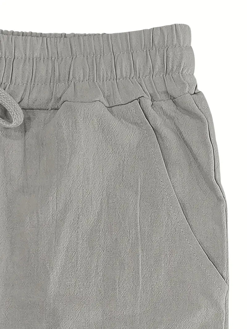 Babaev | Drawstring Wide Leg Casual Linen Pants