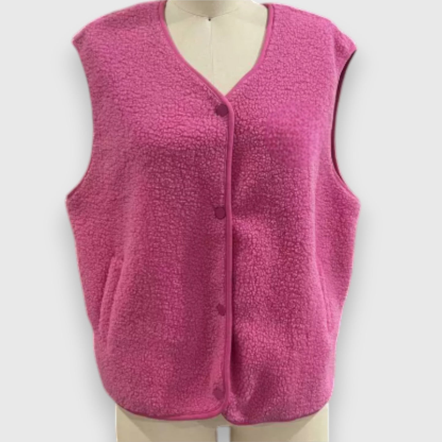 Cheryl | Vest Sleeveless Button Front Fleece Style