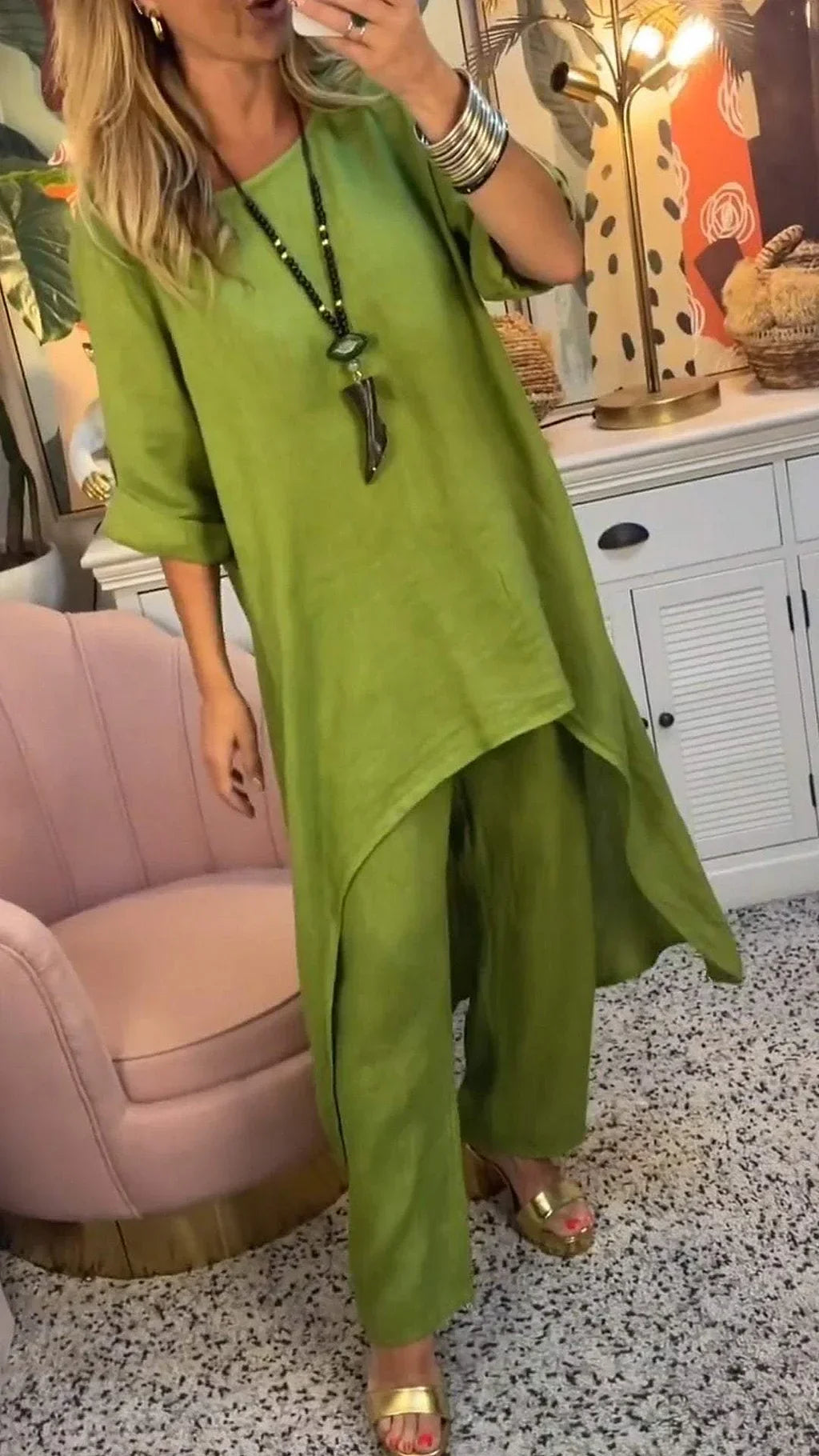 Maryla | Two Piece Asymmetric Tunic Pants Set