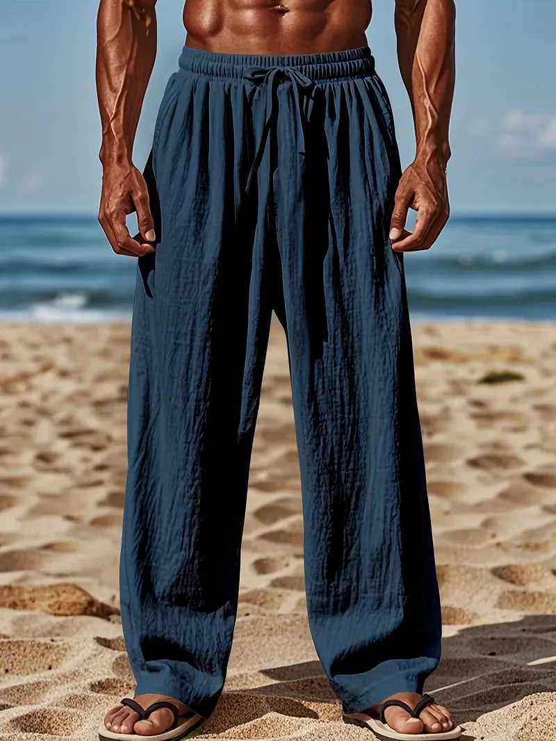 Babaev | Drawstring Wide Leg Casual Linen Pants