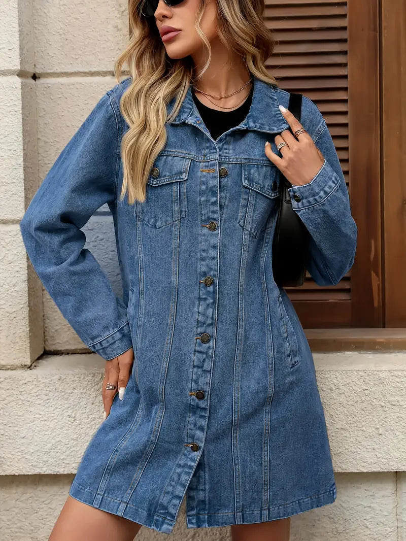 Tacie | Denim Long Sleeve Button-Front Jacket