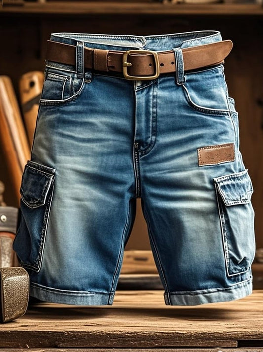 Gustavo | Denim Cargo Shorts With Utility Pockets