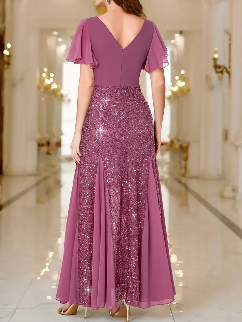 Hinrikka | Red Sequin Maxi Evening Dress