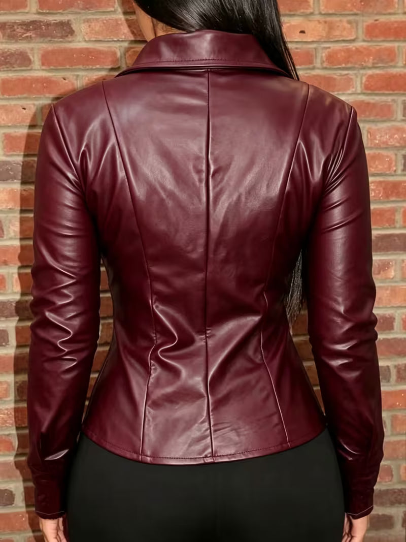 Celita | Leather Jacket with Front Pockets