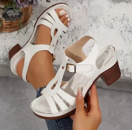 Leanna - Block Heel T Bar Open Toe Sandals