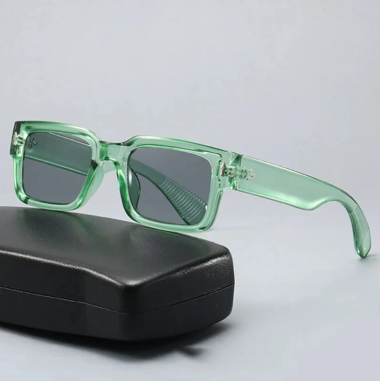 RetroLens -  Square Frame Green Tinted Sunglasses