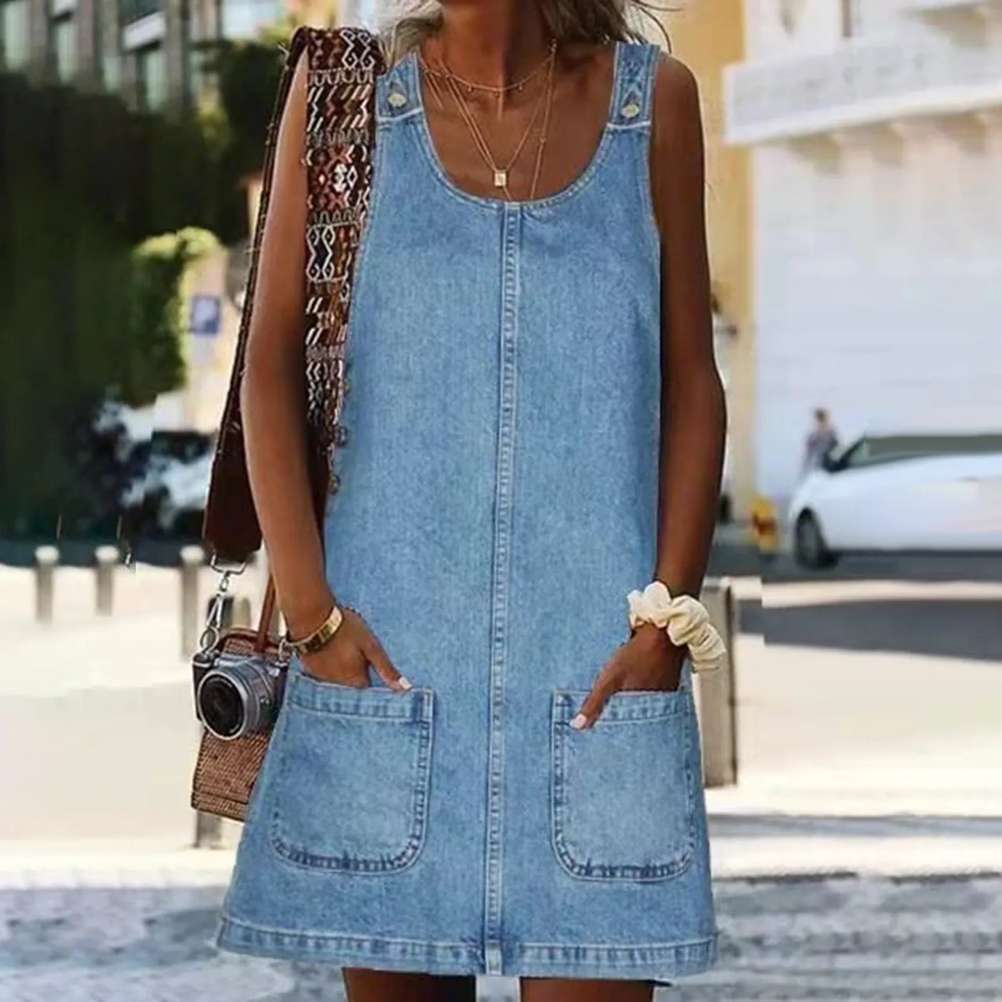 Otylia | Denim Style Sleeveless Dress
