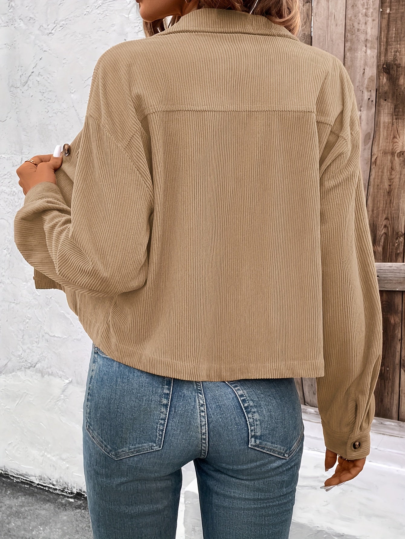 Nichola | Corduroy Button Front Utility Jacket