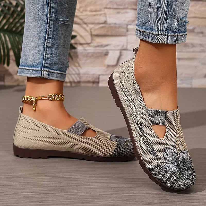 Martine – Floral Knit Slip On Walking Shoes