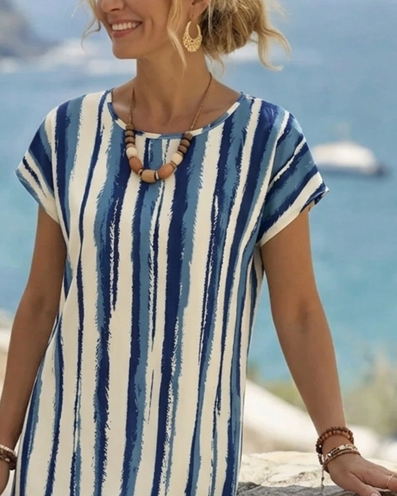 Sherrien | Vertical Stripe Short Sleeve Dress