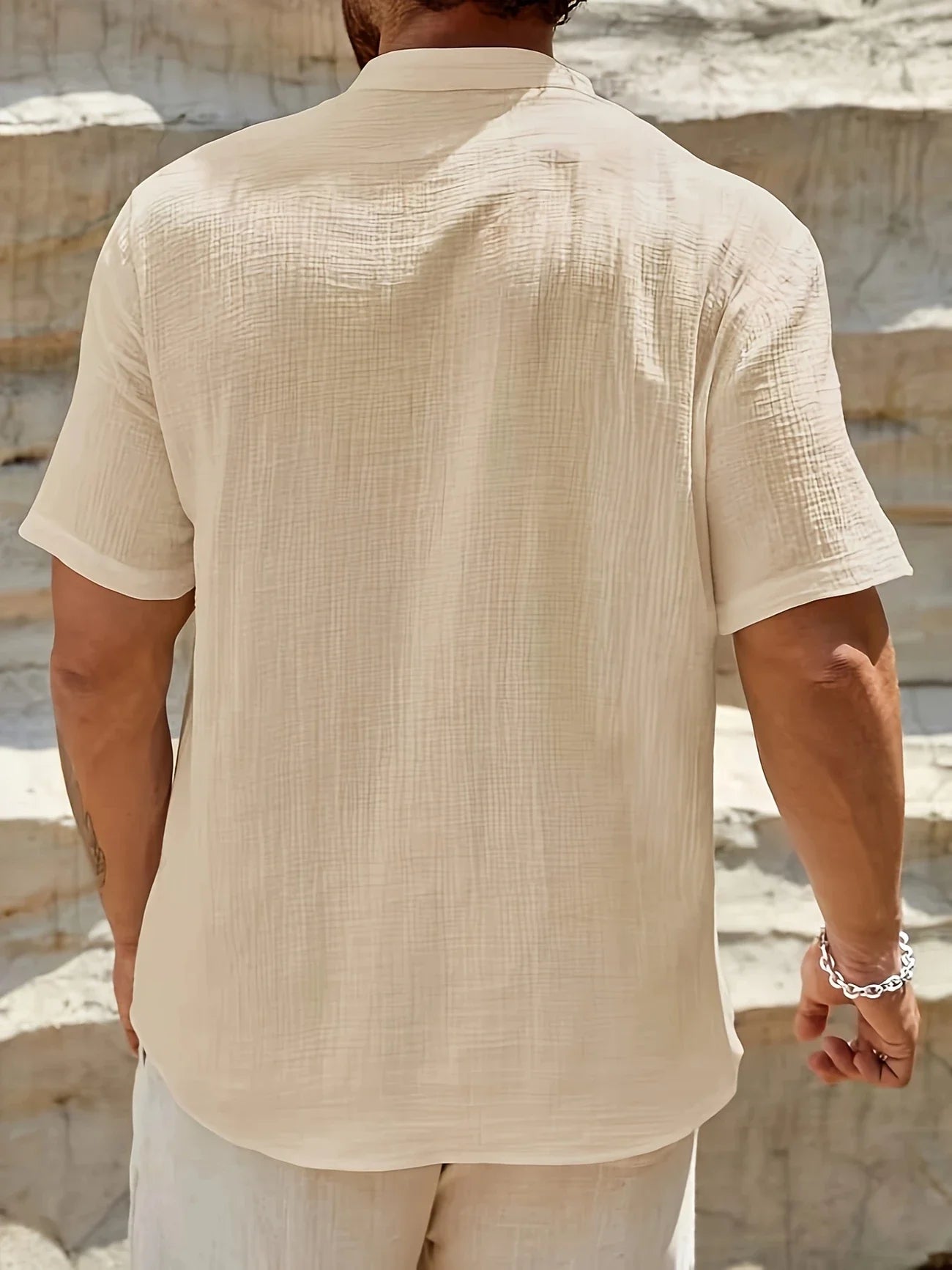 Sancho | Short Sleeve Stand Collar Henley Shirt