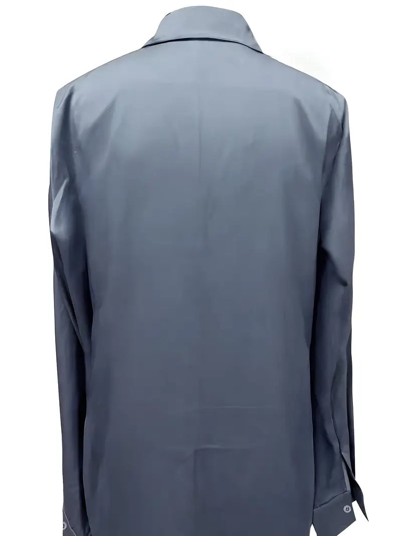 Lianyandra | V-Neck Satin Blouse in Light Pink