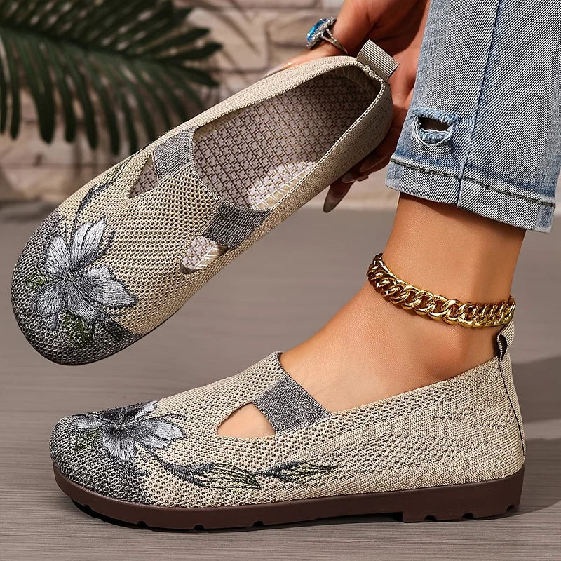 Martine – Floral Knit Slip On Walking Shoes