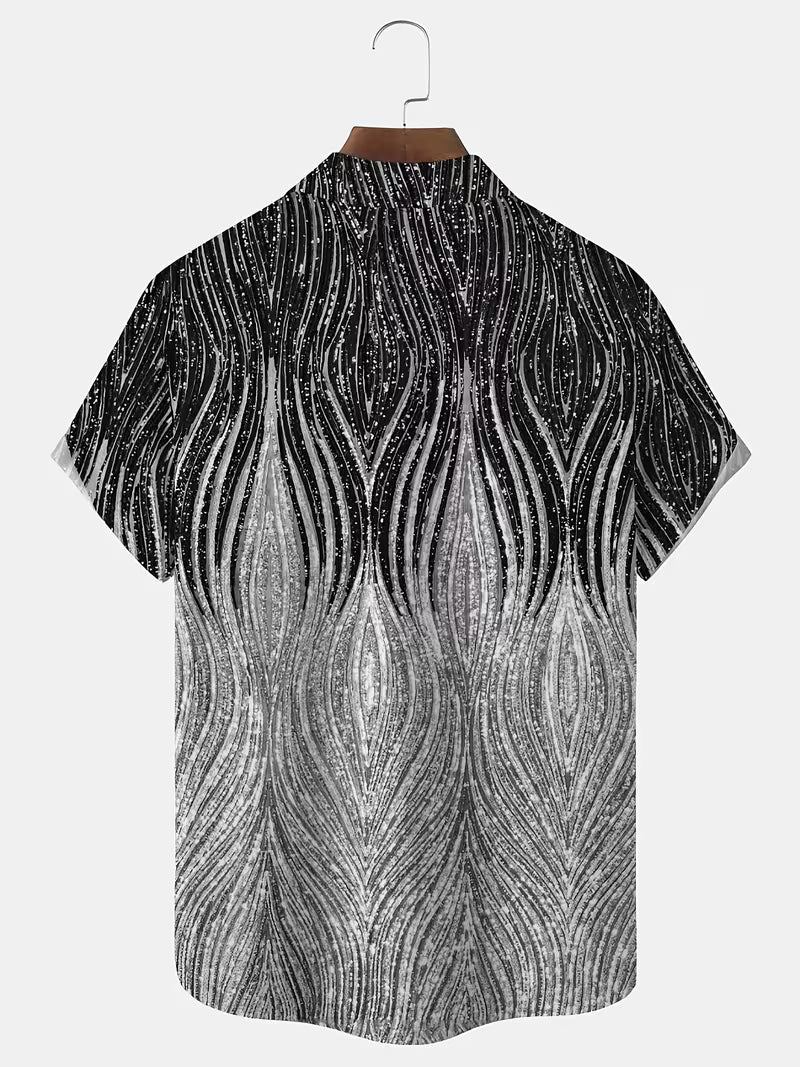 Klenn - Short Sleeve Button Front Gradient Print Shirt