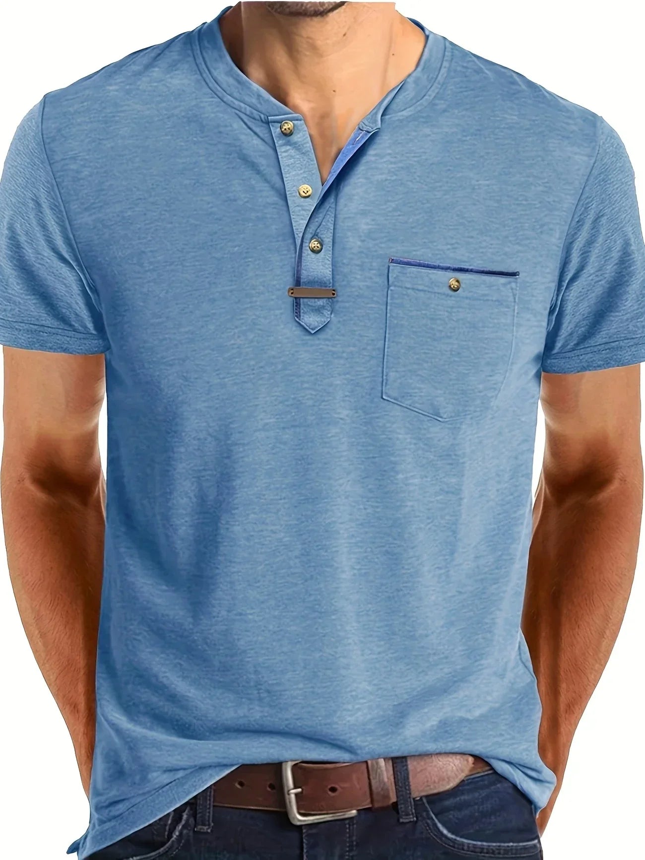 Saxon | Short Sleeve Pocket Henley T Shirt