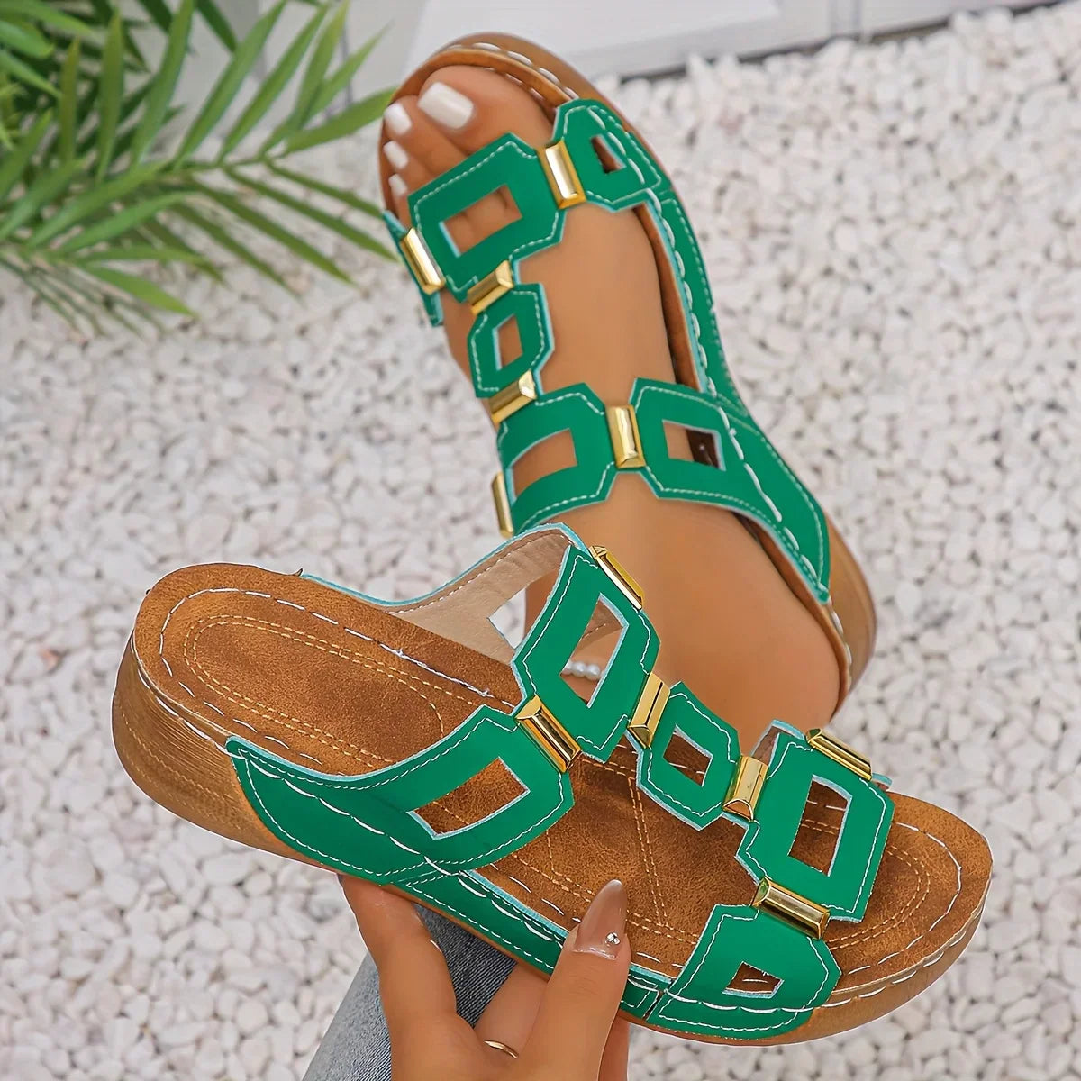 Norika | Open Toe Cutout Slide Sandals