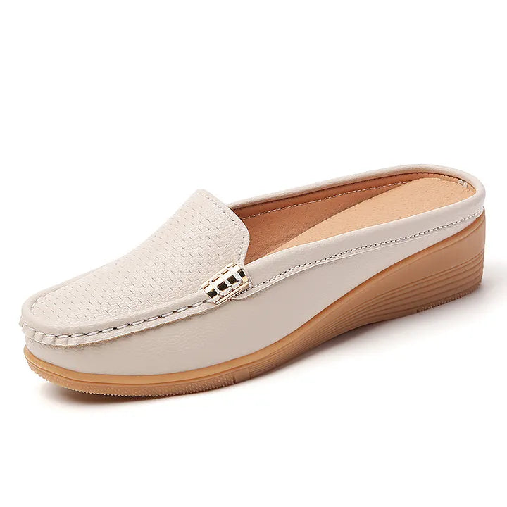Morgani | Slip On Wedge Moccasin Mule Shoes