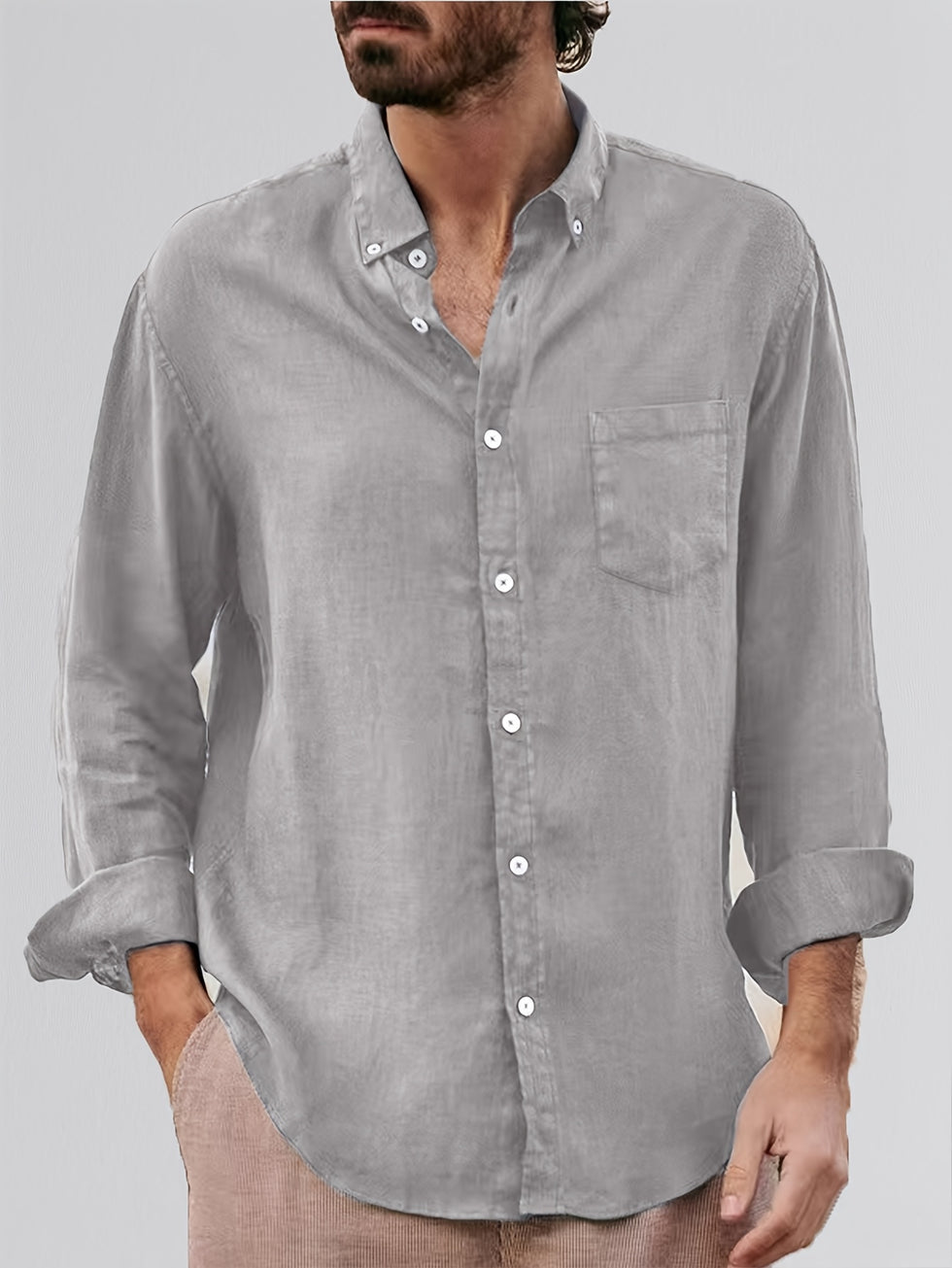 Deshawn | Long-Sleeve Button-Up Shirt with Pocket