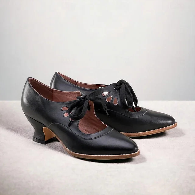 Zydrune | Round Toe Lace Up Heel Pumps