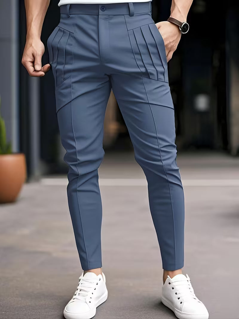 Baldon | Slim-Fit Pleated Pocket Pants in Multiple Colors
