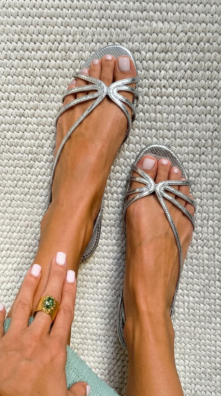 Schila | Strappy Metallic Open Toe Sandals
