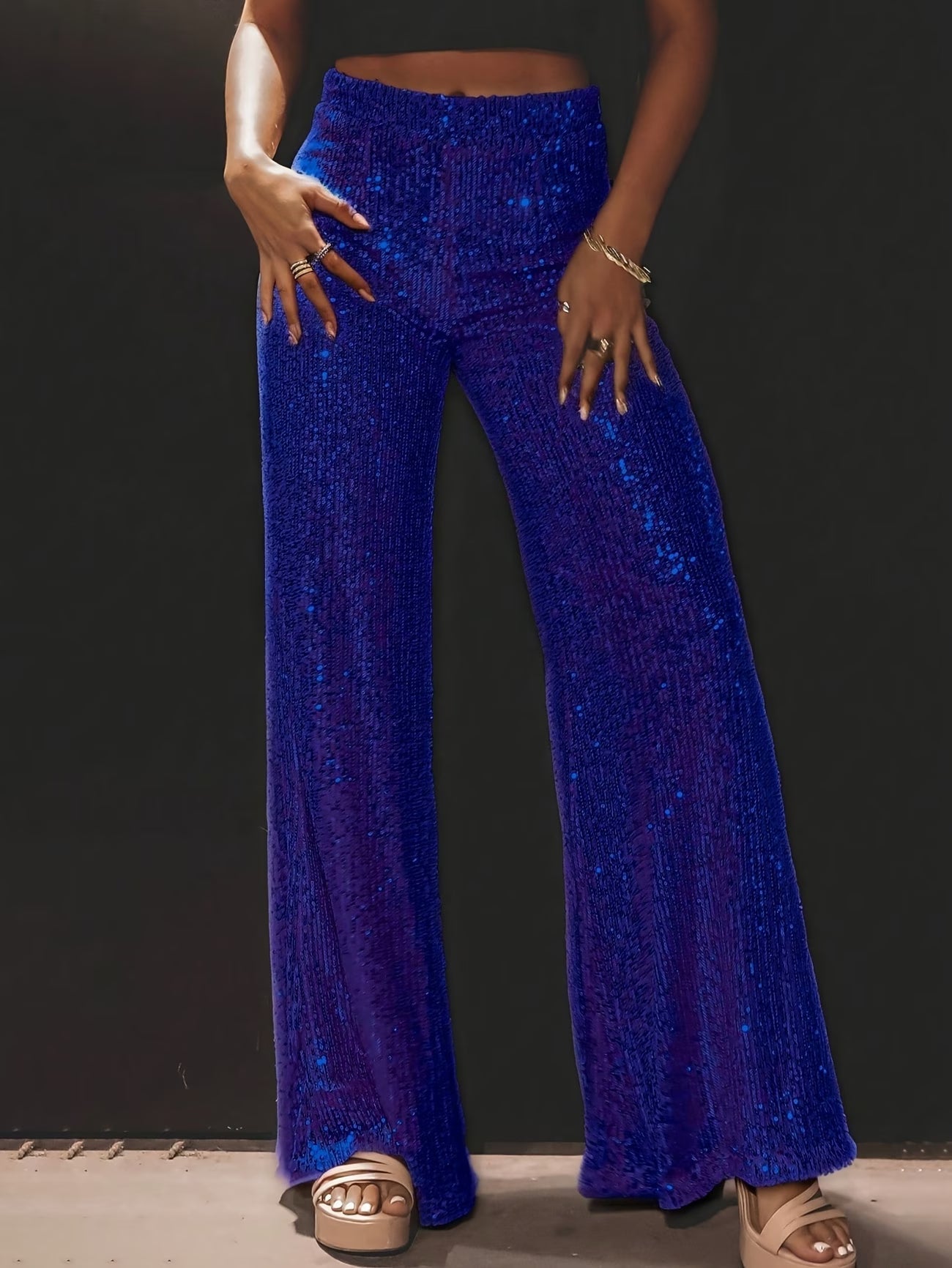 Tnora | Pants with Sequin Finish Wide Leg