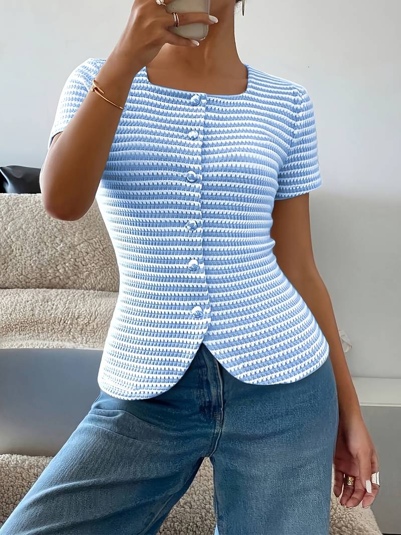 Airam | Shirt Short Sleeve Striped Square Neck