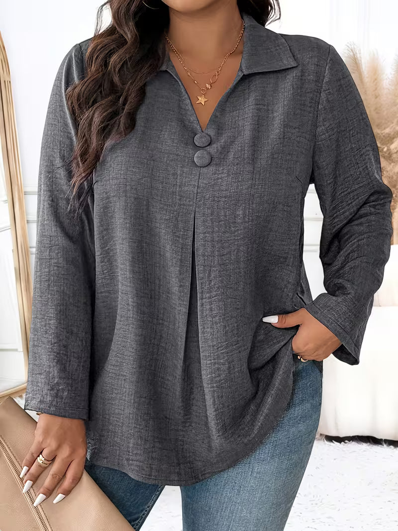 Noyelle | Long Sleeve V-Neck Button Blouse