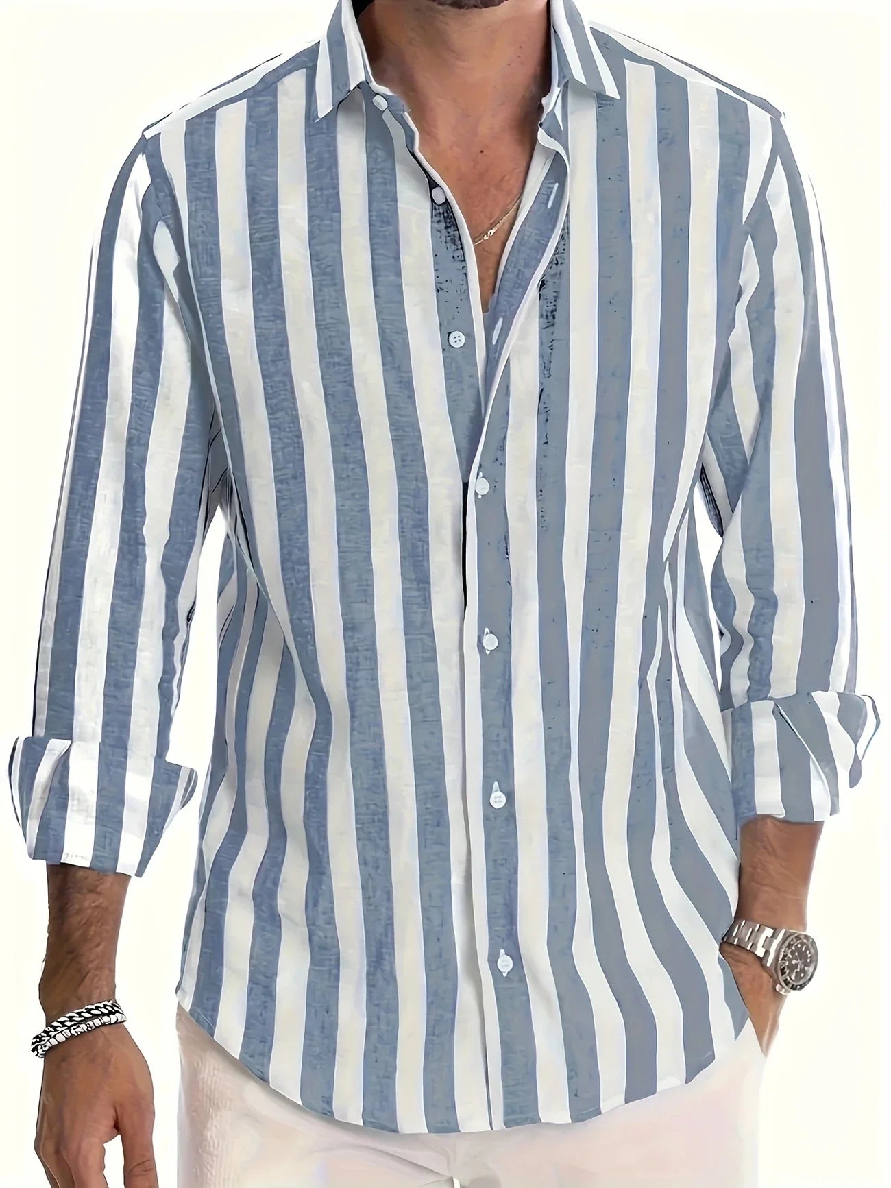 George | Long Sleeve Vertical Striped Button Shirt