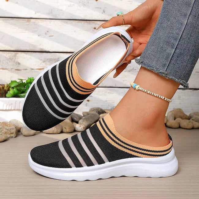 Aleyda | Sneakers Slip On Striped Knit Upper
