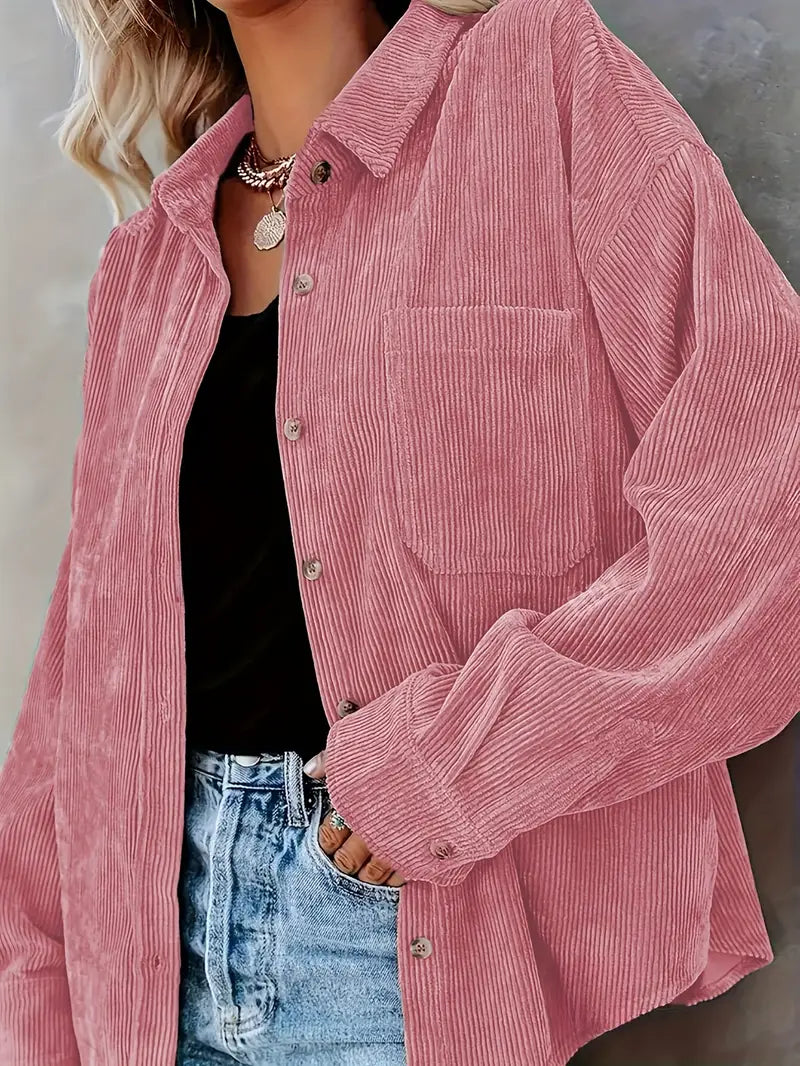 Irmela | Long Sleeve Corduroy Button Shirt