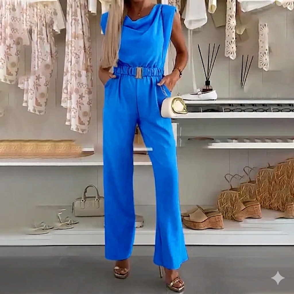Lyda - Sleeveless Belted Wide Leg Jumpsuit