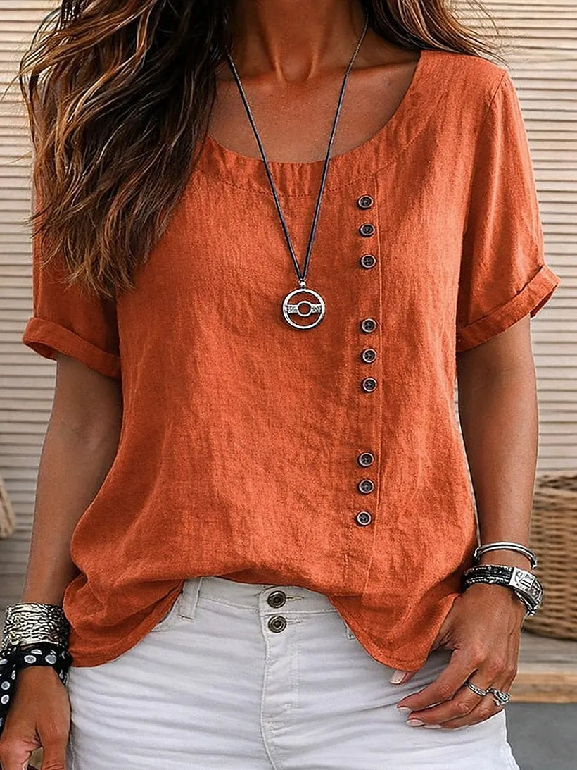 Mickale | Short Sleeve Button Detail Blouse