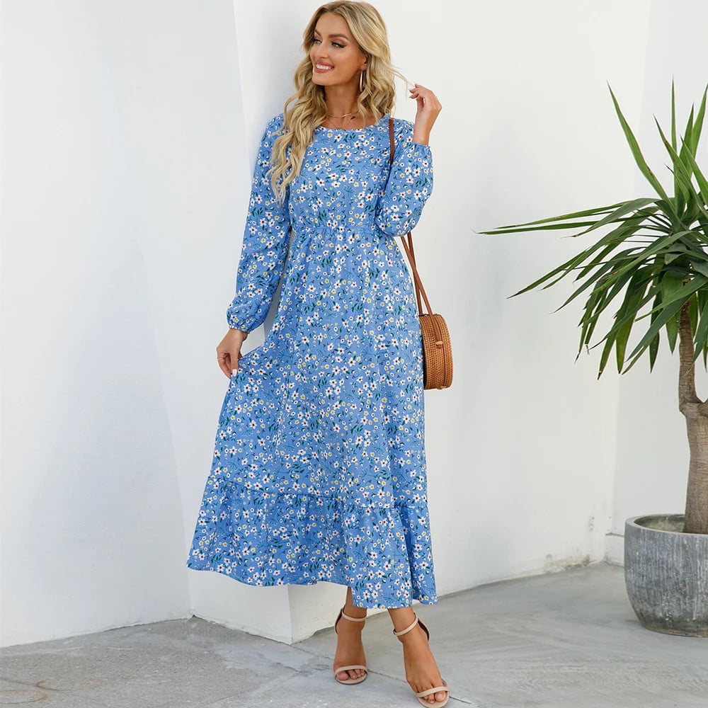 Trisha | Floral Long Sleeve Tiered Maxi Dress