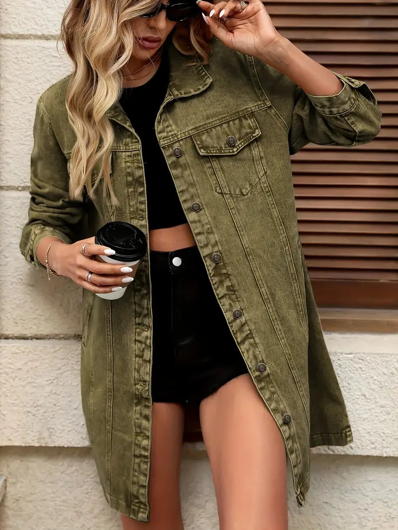Tacie | Denim Long Sleeve Button-Front Jacket
