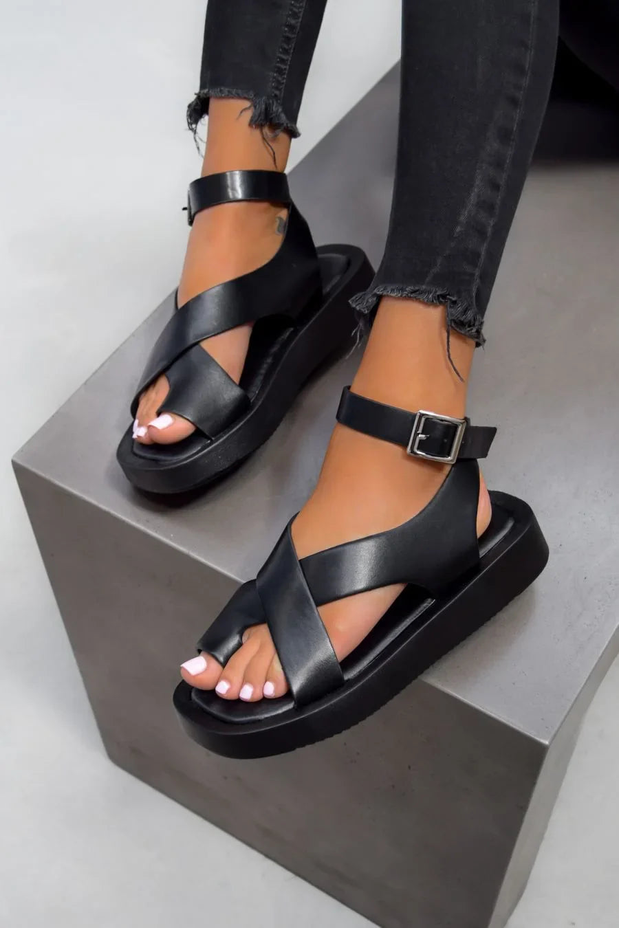 Afrozeh | Strappy Platform Sandals With Buckle